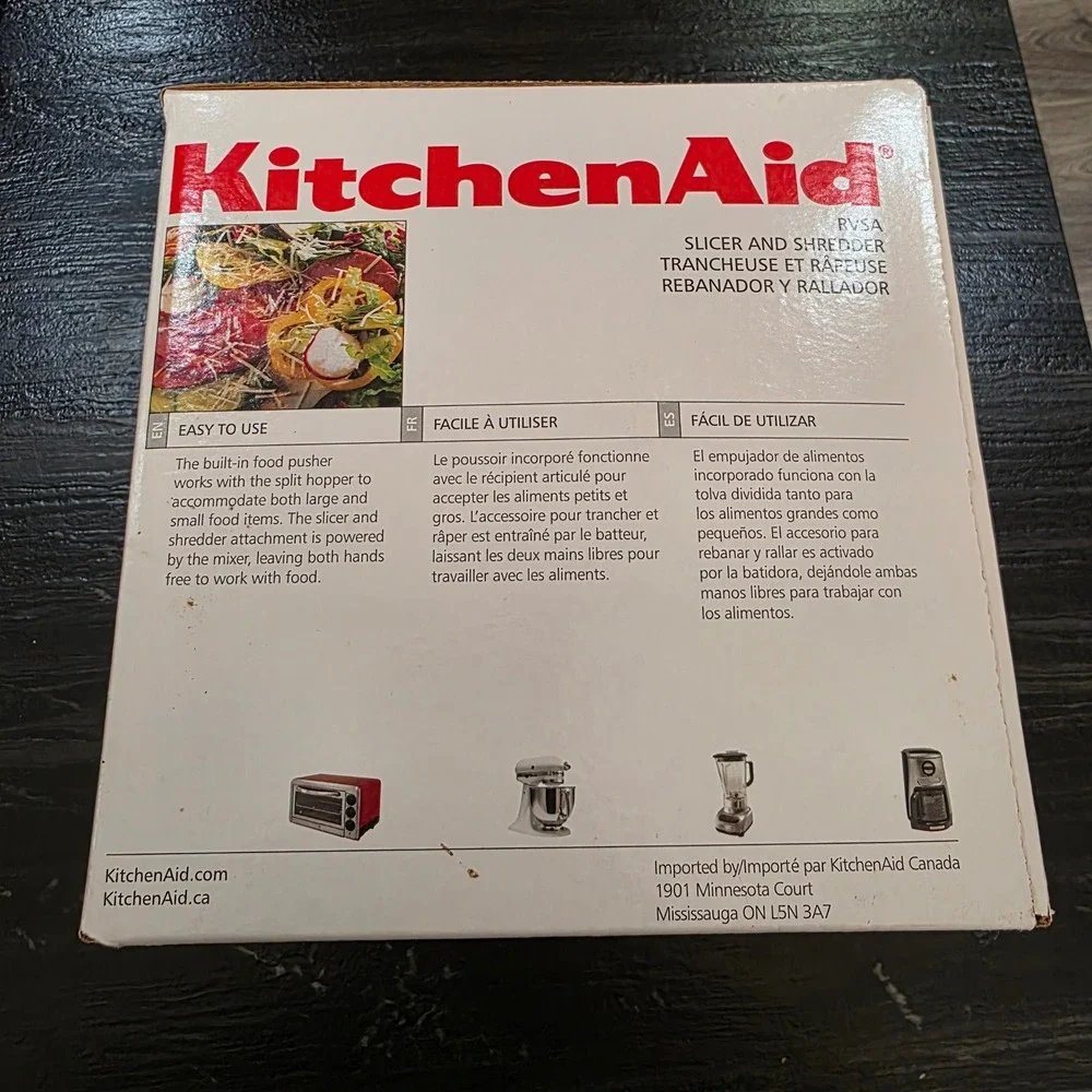 KitchenAid RVSA Slicer and Shredder Stand Mixer Attachment White 4 Cones New